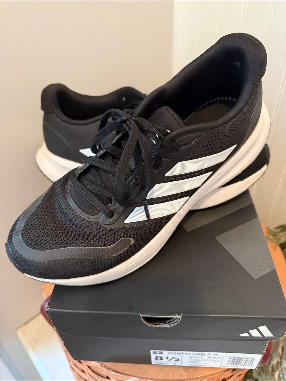 Adidas Black & White RUNFALCON 5 Shoes